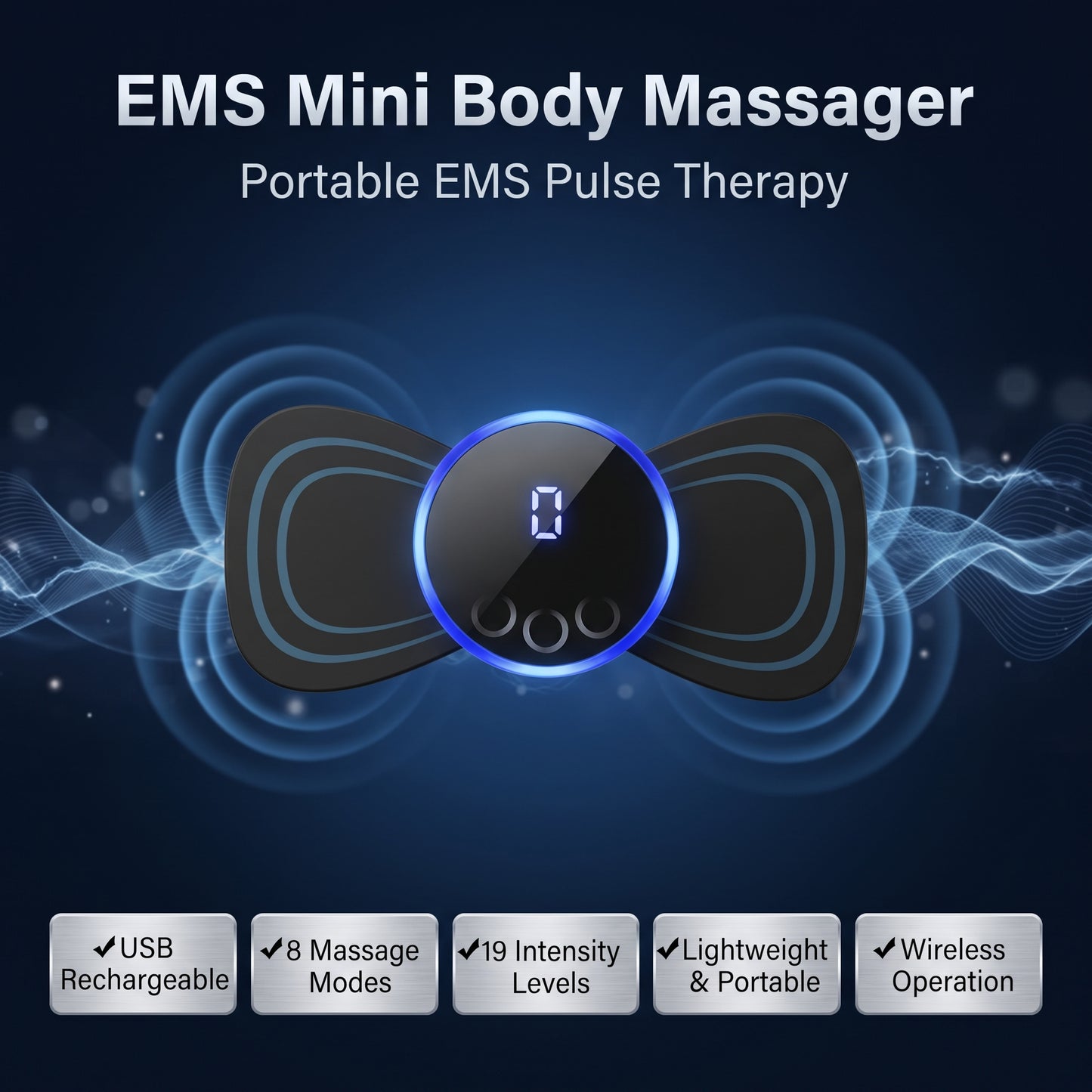 EMS Mini Body Massager | USB Rechargeable for Neck, Back & Shoulders